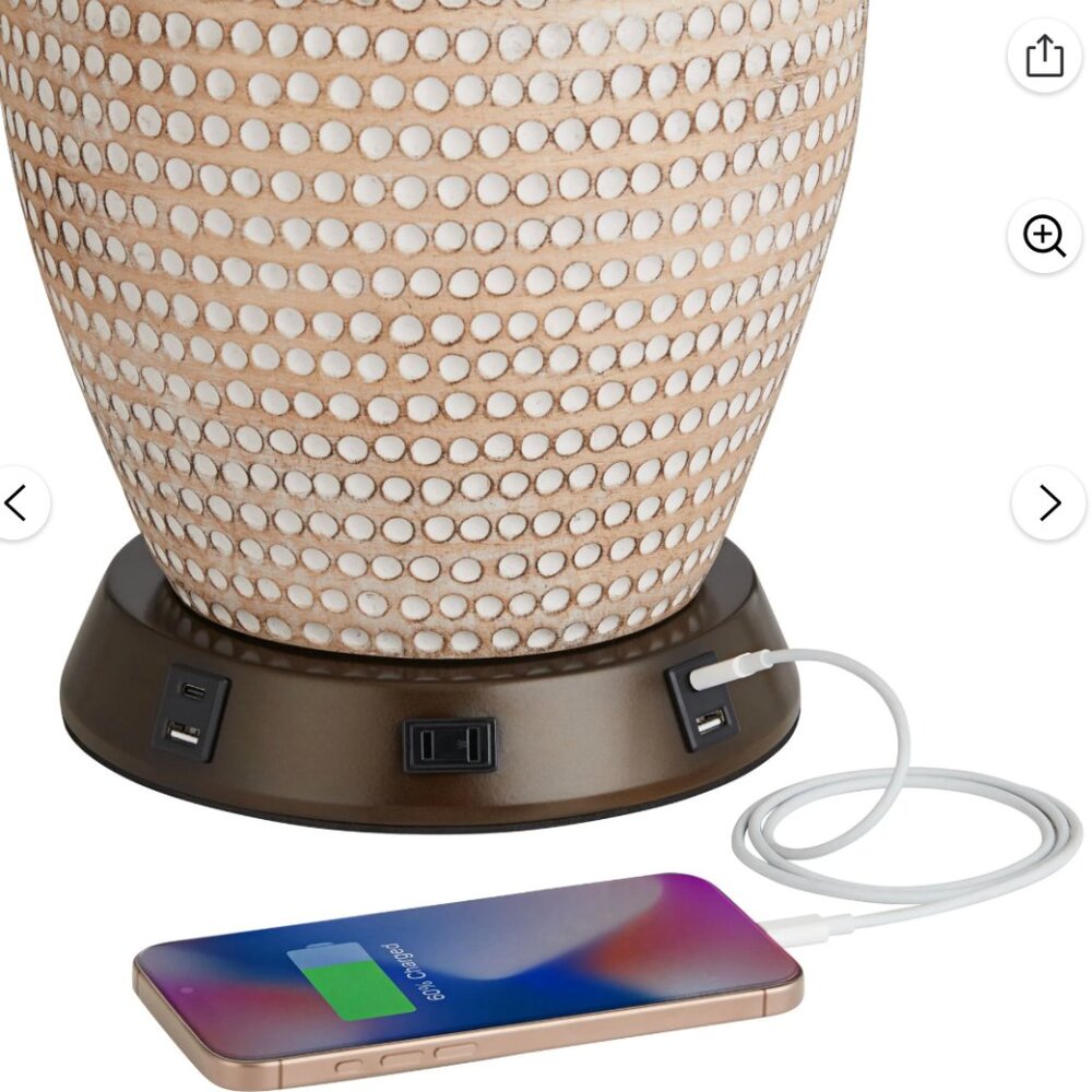 360 Lighting Modern Workstation Table Lamp Base with USB and AC Power Outlet Uni